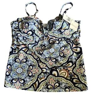 Raisins Curve Aries Underwire Tankini Top Multi Color Mandala Paisley 16W NWT
